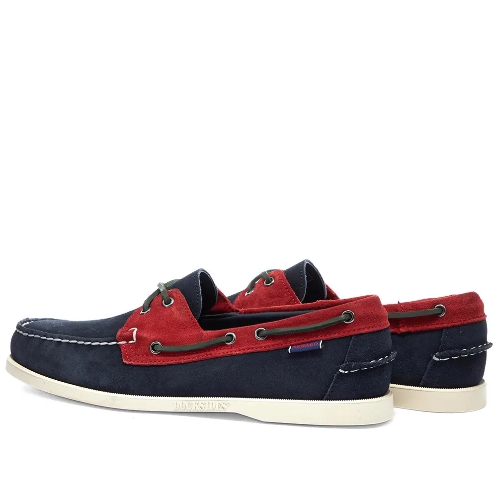 Baracuta X Sebago Portland Suede Boat Shoe Navy & Red 1 Baracuta X Sebago Portland Suede Boat Shoe Navy & Red