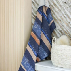 David Fussenegger Silvretta Cotton Throw Navy Stripes