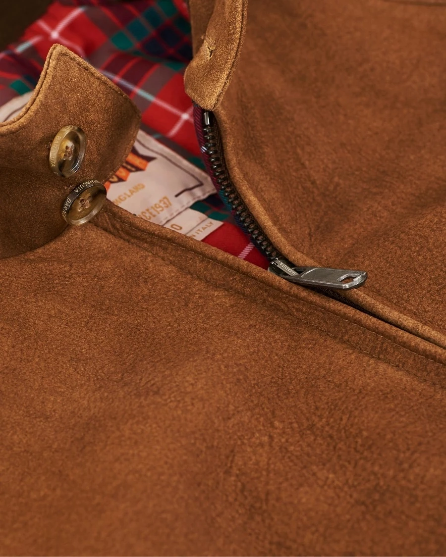 Baracuta G9 Harrington Jacket Winter Suede Tobacco 1 Baracuta G9 Harrington Jacket Winter Suede Tobacco