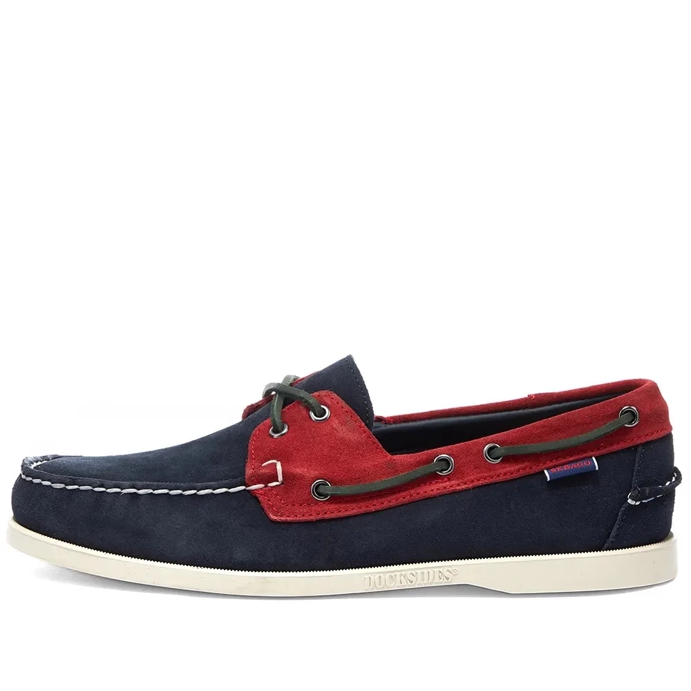 Baracuta X Sebago Portland Suede Boat Shoe Navy & Red 4 Baracuta X Sebago Portland Suede Boat Shoe Navy & Red
