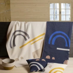 David Fussenegger Sylt Abstract Cotton Throw Navy