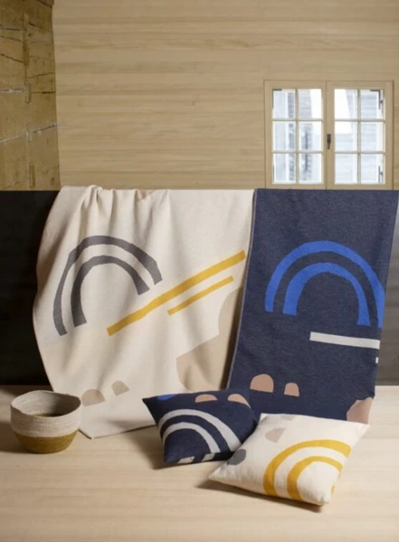 David Fussenegger Sylt Abstract Cotton Throw Navy 2 David Fussenegger Sylt Abstract Cotton Throw Navy