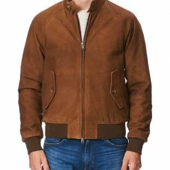 Baracuta G9 Harrington Jacket Winter Suede Tobacco