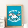 My Name is Mir Believe in Yourself Unicorn Blue Rainbow Kids Room Wall Print A3