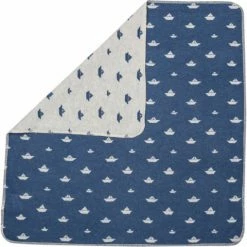 David Fussenegger Blue Boat Juwel Baby Hood Blanket