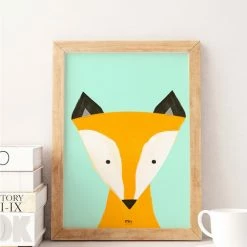 My Name is Mir Little Fox Kids Room Wall Print A3