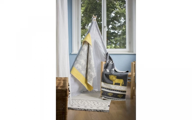 David Fussenegger Grey and Yellow Elephant Juwel Baby Hood Blanket 3 David Fussenegger Grey and Yellow Elephant Juwel Baby Hood Blanket