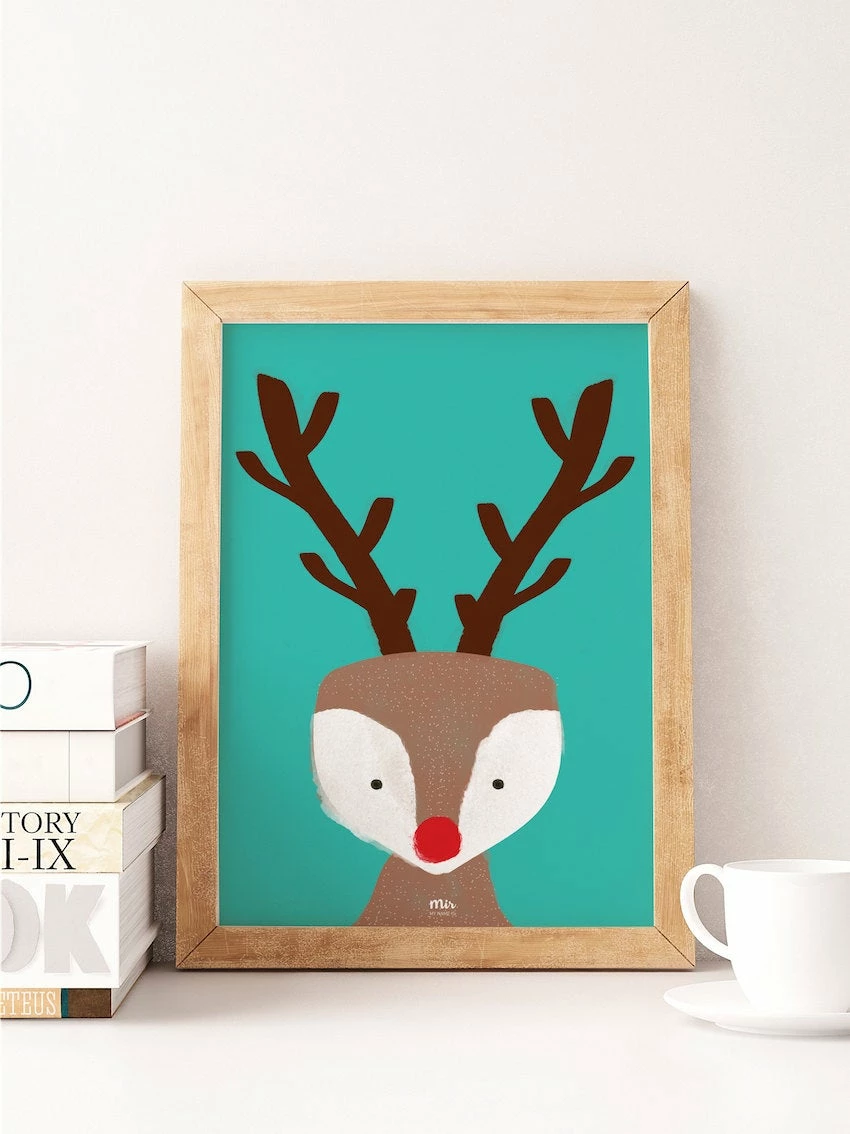 My Name is Mir Reindeer Kids Room Wall Print A3 1 My Name is Mir Reindeer Kids Room Wall Print A3