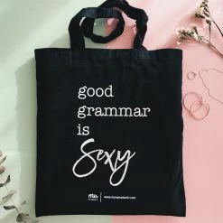 My Name is Mir Good Grammar is Sexy Tote Bag Cotton