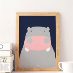 My Name is Mir Happy Hippo Wall Print A4
