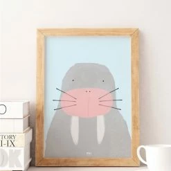 My Name is Mir Walrus Kids Room Wall Print A3