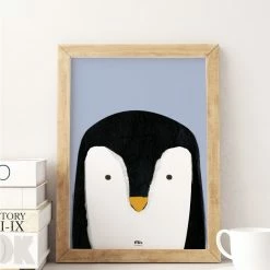 My Name is Mir Cute Penguin Kids Room Wall Print A3
