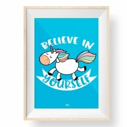 My Name is Mir Believe in Yourself Print - Unicorn Blue