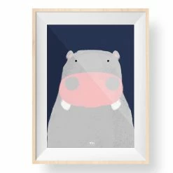 My Name is Mir Happy Hippo Wall Print A4