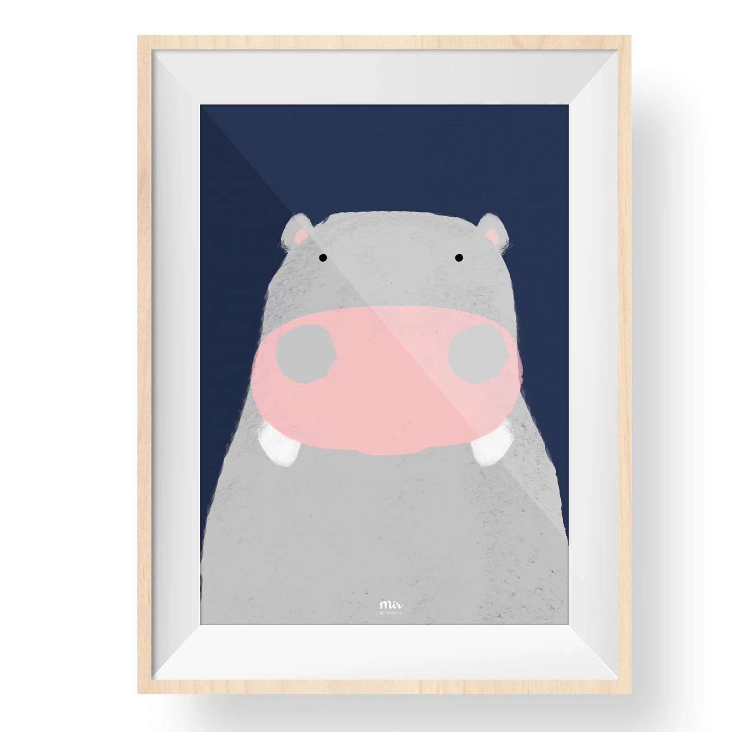 My Name is Mir Happy Hippo Wall Print A4 2 My Name is Mir Happy Hippo Wall Print A4