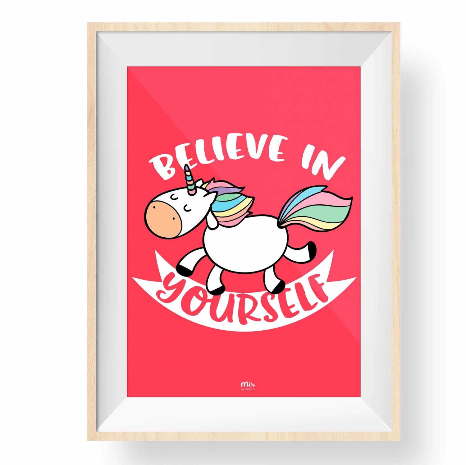 My Name is Mir Believe in Yourself Print - Unicorn Red Wall Print A4 2 My Name is Mir Believe in Yourself Print - Unicorn Red Wall Print A4