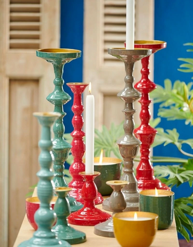 Pip Studio Khaki Metal Candle Holder 46cm 2 Pip Studio Khaki Metal Candle Holder 46cm