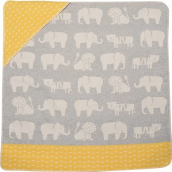 David Fussenegger Grey and Yellow Elephant Juwel Baby Hood Blanket 1 David Fussenegger Grey and Yellow Elephant Juwel Baby Hood Blanket