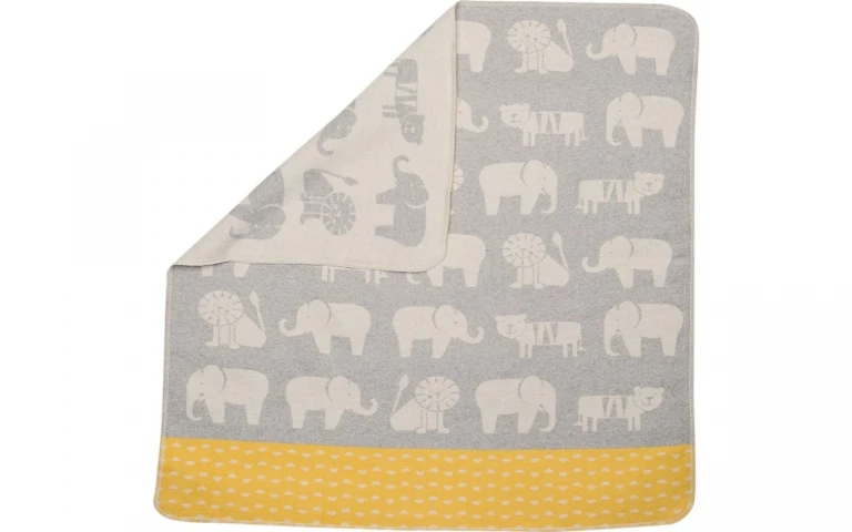 David Fussenegger Grey and Yellow Elephant Juwel Baby Hood Blanket 2 David Fussenegger Grey and Yellow Elephant Juwel Baby Hood Blanket