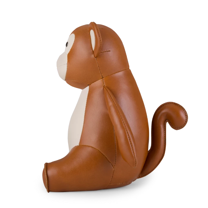 Zuny Tan & Wheat Monkey Bookend - Synthetic Leather 3 Zuny Tan & Wheat Monkey Bookend - Synthetic Leather