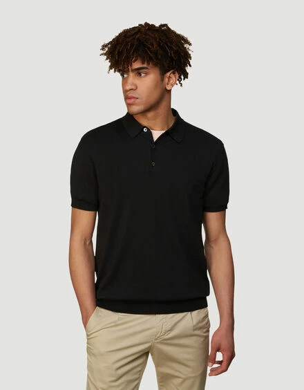 Baracuta S/S Polo Knit Black 3 Baracuta S/S Polo Knit Black