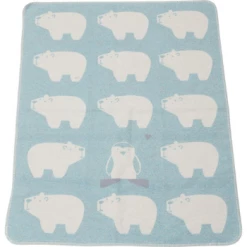 David Fussenegger Jade Cotton and Rayon Polar Bears Juwel Baby Blanket