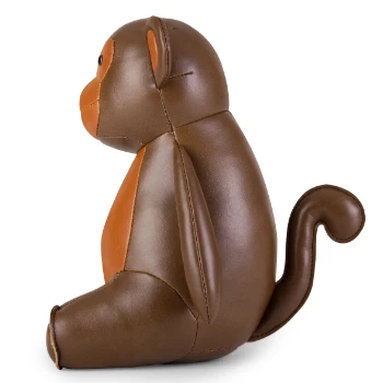 Zuny Tan & Brown Monkey Bookend - Synthetic Leather 2 Zuny Tan & Brown Monkey Bookend - Synthetic Leather