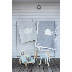 David Fussenegger Grey Cotton and Rayon Whale Juwel Baby Blanket 5 David Fussenegger Grey Cotton and Rayon Whale Juwel Baby Blanket