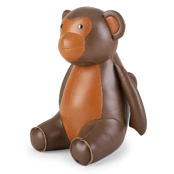 Zuny Tan & Brown Monkey Bookend - Synthetic Leather 1 Zuny Tan & Brown Monkey Bookend - Synthetic Leather